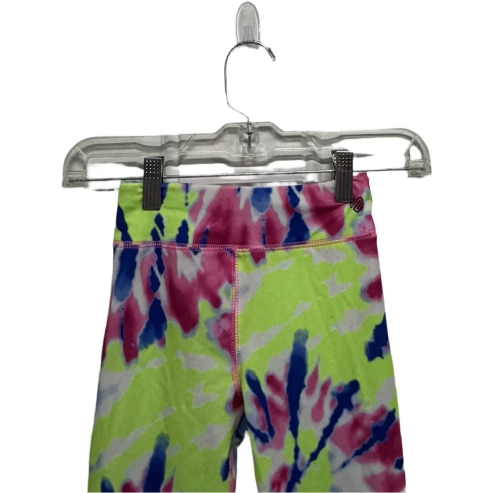 Justice Sport Girls Tie Dye Leggings Neon Pink Blue Green Activewear Size Small